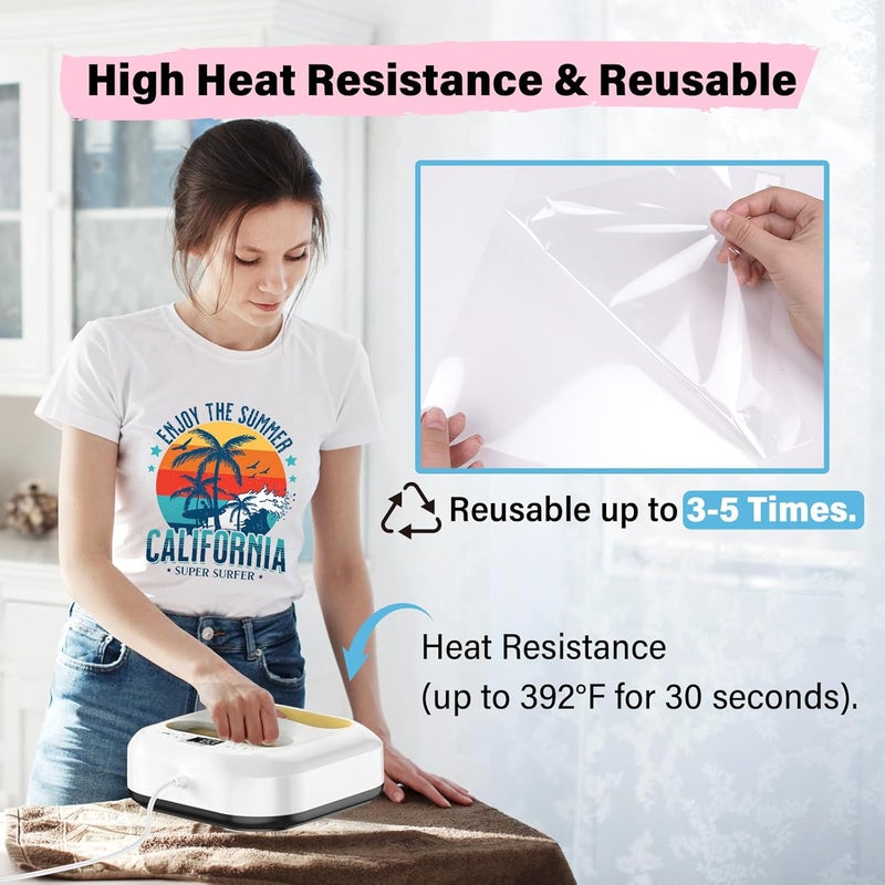 TECKWRAP قناع نقل الحرارة لورق نقل الحرارة للتيشيرتات 15 قطعة، 8.3" × 11.7" فيلم ماسك شفاف لنقل الحرارة على الحديد لورق الفينيل القابل للطباعة، أوراق قناع نقل الحرارة - Image 3